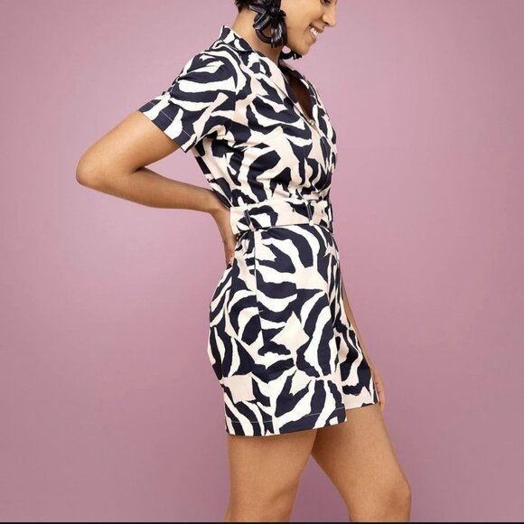 Mixed by Nasrin Zena Romper Shorts Playsuit Size S Belted - Picture 3 of 9